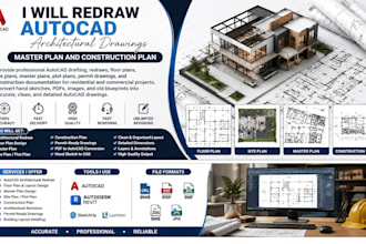 redraw autocad architectural drawings master plan and construction plan hvac sld