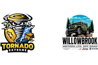 design high quality excellent tornado and jeep logo with free source file
