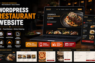 design wordpress restaurant website, cafe website , food delivery website seo