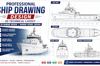 create professional ship drawings and custom marine vessel design with detailed