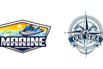 do fantastic wonderful jet ski and compass logo design with unlimited revision