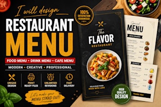 create a professional restaurant food menu desig