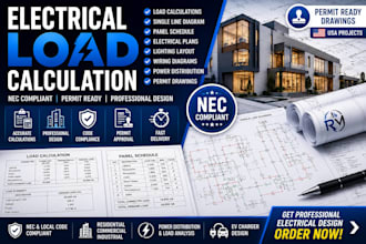 do electrical load calculation, panel schedule and single line diagram
