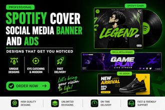 design spotify banner spotify cover, social media banner and ads for you