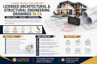 provide licensed architectural and structural engineering drawings in ca