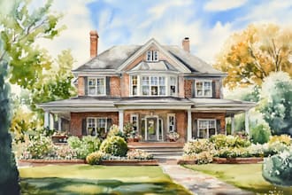 paint watercolor house portrait