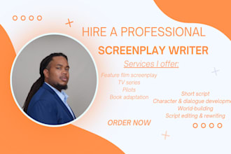 write a cinematic screenplay, movie script, or TV pilot