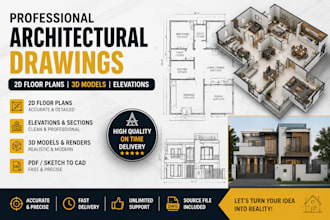 create detailed architectural floor plan for house or building permit