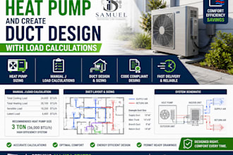 size heat pump and create duct design with load calculations