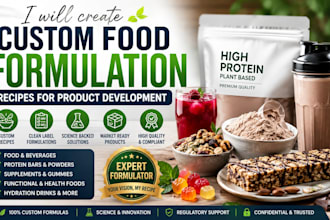 formulate protein bars, powders, gummies, electrolyte drinks or snacks recipes