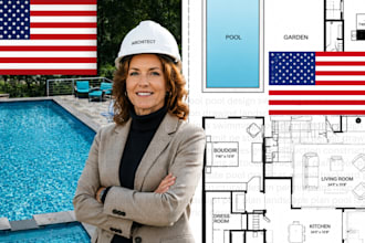 design swimming pool plan 3d model and construction drawing  for city permit