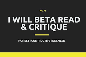 beta read and critique your fiction book or manuscript