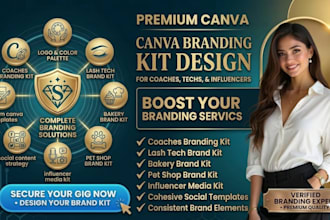 design canva branding kit for coaches lash tech bakery pet shop pod influencers