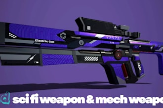 design 3d sci fi weapon, mech gun, futuristic asset, hard surface prop for games