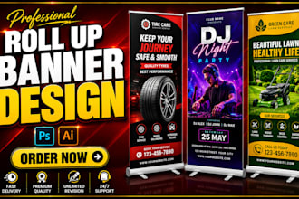 design professional retractable roll up stand banner, billboard yard sign banner