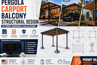 design pergola carport and balcony structural plans for US permits