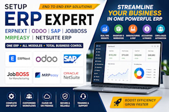 setup erpnext odoo sap jobboss mrpeasy and netsuite erp for your business