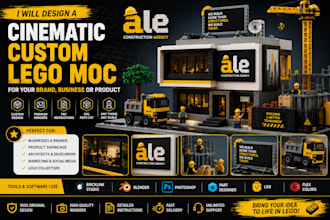 design a cinematic custom lego moc for your brand, business or product bricklink