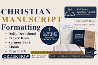 design, format christian manuscript daily devotional worship sermon prayer book