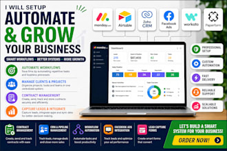 setup monday com airtable zoho CRM fb ads workato  paperform contract management