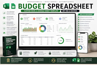 design budget spreadsheet custom excel googlesheet template with vba and macros