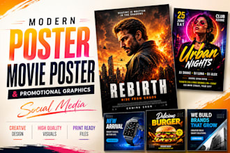 design modern poster movie poster and promotional graphics social media