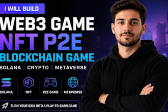 develop web3 nft p2e blockchain game, solana crypto game, metaverse gameplay