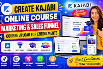 create kajabi online course marketing sales funnel course upload for enrollments