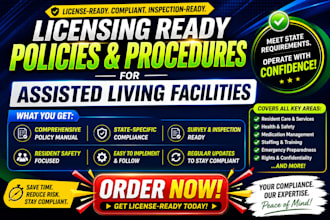 provide licensing ready policies and procedures for assisted living facilities