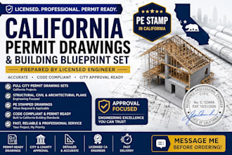 full city permit drawings building blueprint set california in licensed engineer