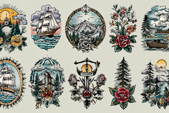 design custom old school and traditional tattoo artwork