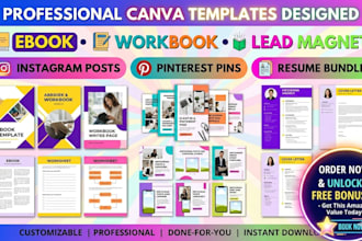 canva ebook workbook lead magnet instagram pinterest resume template bundle