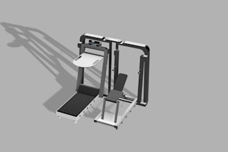 design 3d cad modeling rendering for fitness equipment saas statup in fusion360