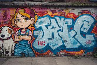 design canvas wall art and mural in graffiti street art