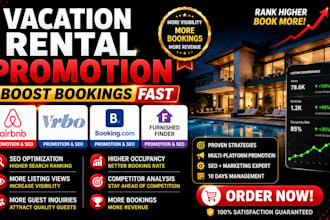promote airbnb vrbo booking com furnished finder listing with SEO