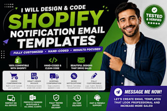 setup design and improve shopify email notification  templates, email template