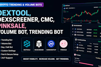 build dextool trending bot, dexscreener, cmc, pinksale, volume bot, trending bot