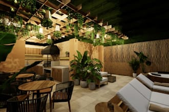 redesign terrace, spa room, high quality interior, beach house, patio design,cad
