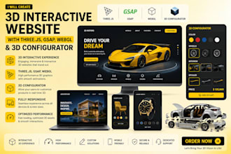 create 3d interactive website with threejs, gsap, webgl, verge3d, 3dconfigurator