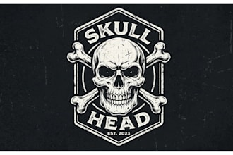 create a modern skull head logo t shirt design