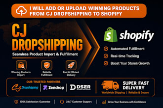 research products from cj dropshipping, zendrop, dser to shopify store