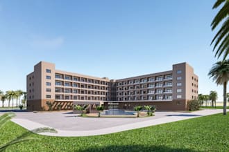 remodel condo apartment,contemporary facade,modern hotel,exterior cgi image,pool