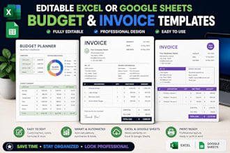 create editable excel or google sheets budget invoice templates design