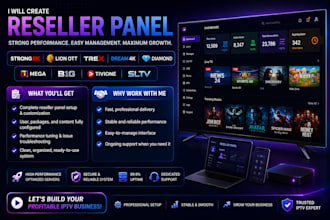 create reseller panel, strong 8k, lion ott, trex, dream 4k, diamond, mega