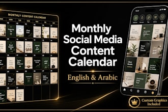 create a monthly social media content calendar with custom graphics