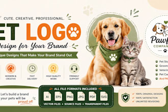 design cute and creative pet logo for your brand
