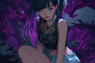 draw sfw or nsfw anime art, fan art, illustration, character art