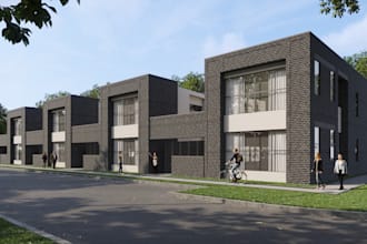 design realistic house 3d exterior model, 3d rendering