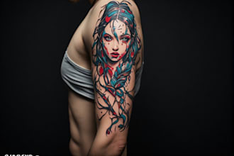 create a professional anime tatto traditional design for you