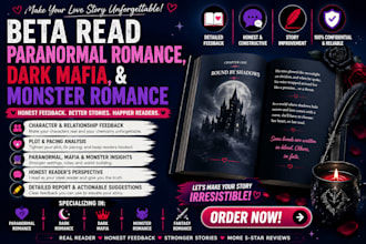 beta read paranormal romance, dark mafia and monster romance